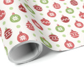 Red and Green Christmas Ornament Pattern Geschenkpapier (Rolleneckpunkt)