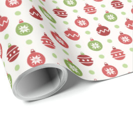 Red and Green Christmas Ornament Pattern Geschenkpapier