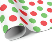 Red and Green Christmas Polka Dots Geschenkpapier (Rolleneckpunkt)