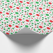 Red and Green Christmas Polka Dots Gift Wrap Geschenkpapier (Ecke)