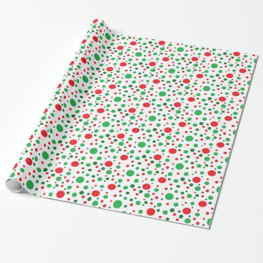 Red and Green Christmas Polka Dots Gift Wrap Geschenkpapier (Ungerollt)