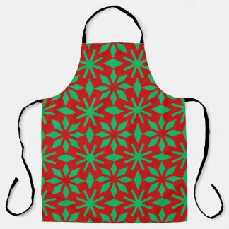 Red and Green Christmas Snowflakes Pattern Schürze