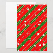 Red and Green Christmas Star Pattern Briefpapier (Vorne/Hinten)