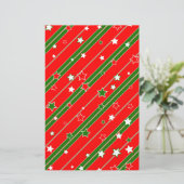 Red and Green Christmas Star Pattern Briefpapier (Stehend Vorderseite)