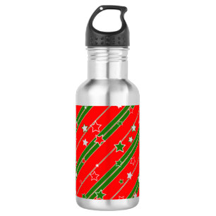 Red and Green Christmas Star Pattern Edelstahlflasche