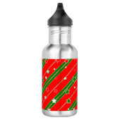 Red and Green Christmas Star Pattern Edelstahlflasche (Rechts)