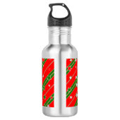 Red and Green Christmas Star Pattern Edelstahlflasche (Rückseite)