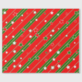 Red and Green Christmas Star Pattern Geschenkpapier (Flach)