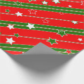 Red and Green Christmas Star Pattern Geschenkpapier (Ecke)