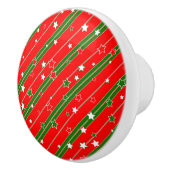 Red and Green Christmas Star Pattern Keramikknauf (Rechts)