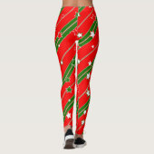 Red and Green Christmas Star Pattern Leggings (Rückseite)