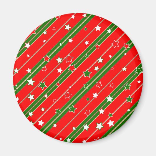 Red and Green Christmas Star Pattern Magnet (Vorne)