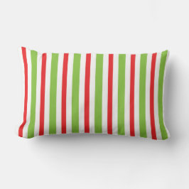 Red and Green Christmas Stripped Throw Pillow Lendenkissen