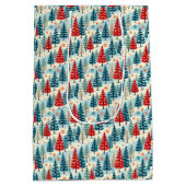 Red and Green Christmas Trees Mittlere Geschenktüte (Rückseite)