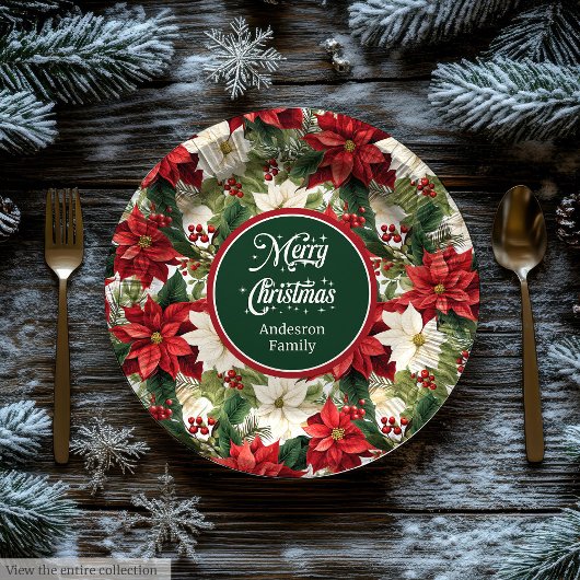 Red and Green Christmas Wreath Chic Paper Plates Pappteller