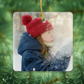 Red and Green Classic Holly Photo Custom Keramikornament