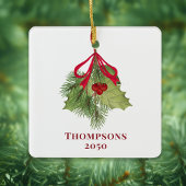 Red and Green Classic Holly Photo Custom Keramikornament