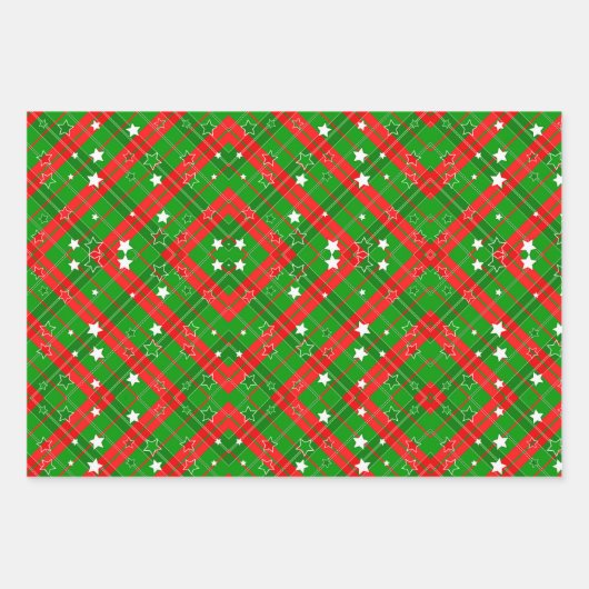 Red and Green Classic Stripes Weihnachten Geschenkpapier Set (Vorderseite 3)
