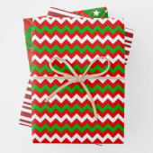 Red and Green Classic Stripes Weihnachten Geschenkpapier Set (Beispiel)