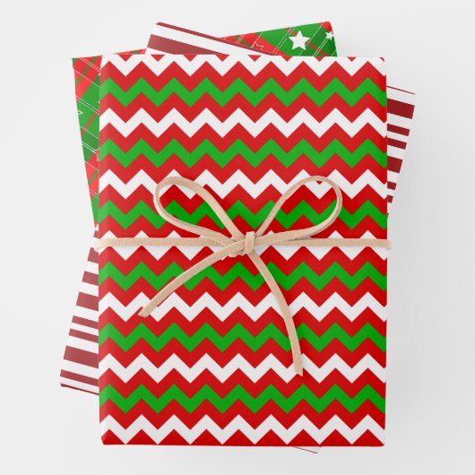 Red and Green Classic Stripes Weihnachten Geschenkpapier Set (Beispiel)