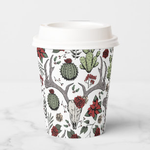 Red and Green Country Cowgirl Weihnachtsmann Antle Pappbecher