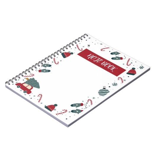 Red and Green Cute Illustrated Christmas Notizblock (Linke Seite)