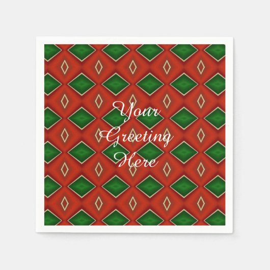 Red and Green Diamond Pattern Holiday Napkins Serviette (Vorderseite)