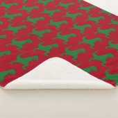 Red and Green Dinosaur Christmas Sherpa Blanket Sherpadecke (3/4)