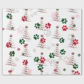 Red and Green Dog Paw Weihnachten Geschenkpapier (Flach)