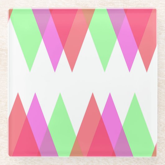 Red and Green Dreiecke Glasuntersetzer (Vorderseite)