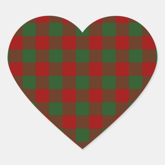 Red and Green Gingham Pattern Herz-Aufkleber (Vorderseite)