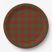 Red and Green Gingham Pattern Pappteller (Vorderseite)