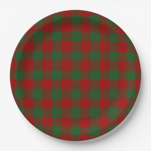 Red and Green Gingham Pattern Pappteller