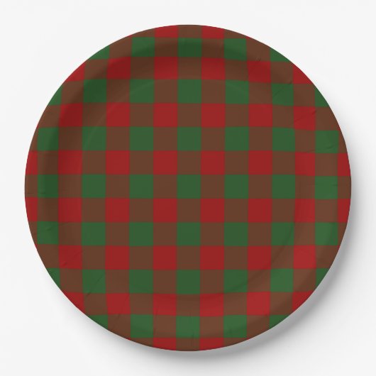 Red and Green Gingham Pattern Pappteller (Vorderseite)