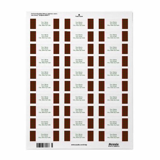 Red and Green Gingham Pattern Rücksendelabel (Vorne)