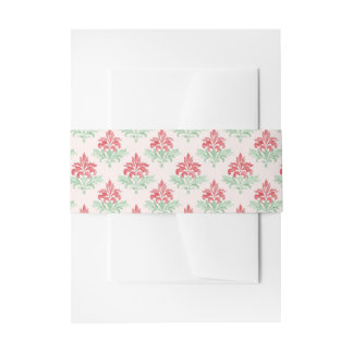 Red and Green Grandmillennial Christmas Damask Einladungsbanderole