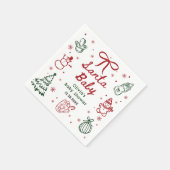 Red and Green Hand Drawn Christmas Baby Shower Serviette (Ecke)