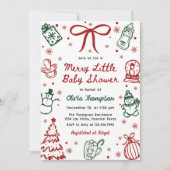 Red and Green Hand Drawn Merry Little Baby Shower  Einladung (Vorderseite)
