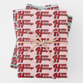 Red and Green Happy Holidays Cheerful Christmas Geschenkpapier Set (Beispiel)
