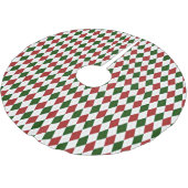 Red and Green Harlequin Diamond Raute Muster Polyester Weihnachtsbaumdecke (Schrägansicht)