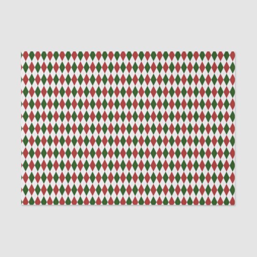 Red and Green Harlequin Diamond Raute Muster Seidenpapier (Vorderseite)