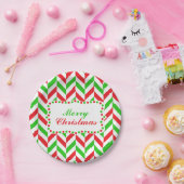 Red and Green Herringbone Muster Weihnachten Pappteller (Party)