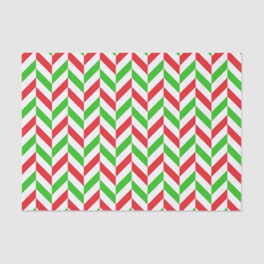 Red and Green Herringbone Muster Weihnachten Seidenpapier (Vorderseite)