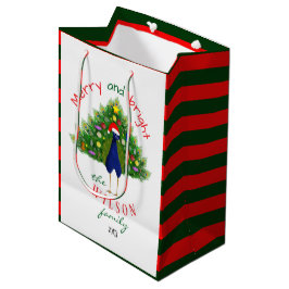 Red and Green Holiday Christmas Tree Peacock  Mittlere Geschenktüte