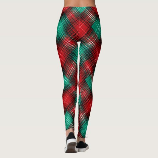 Red and green holiday plaid leggings (Rückseite)