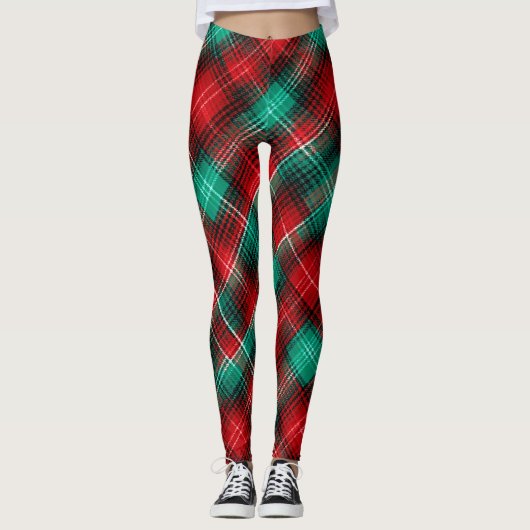 Red and green holiday plaid leggings (Vorderseite)