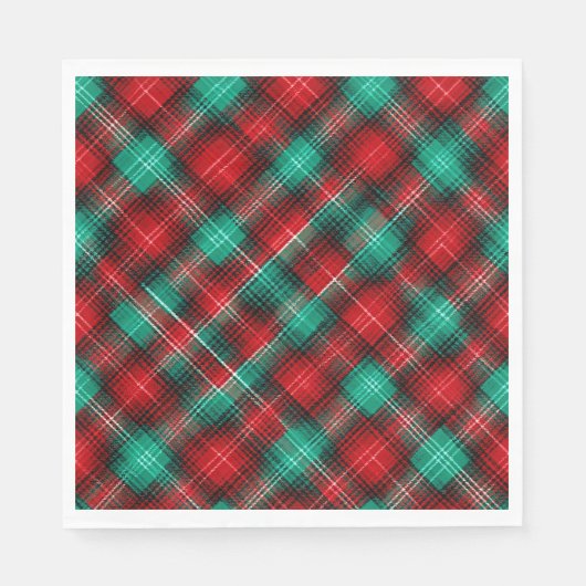 Red and green holiday plaid serviette (Vorderseite)