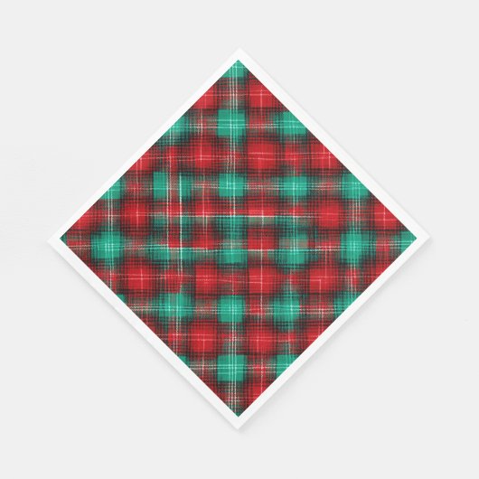 Red and green holiday plaid serviette (Ecke)