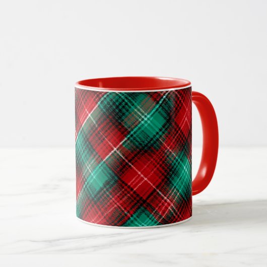 Red and green holiday plaid tasse (VorderseiteRechts)