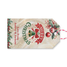 Red and Green Holly Holiday Gift Tag